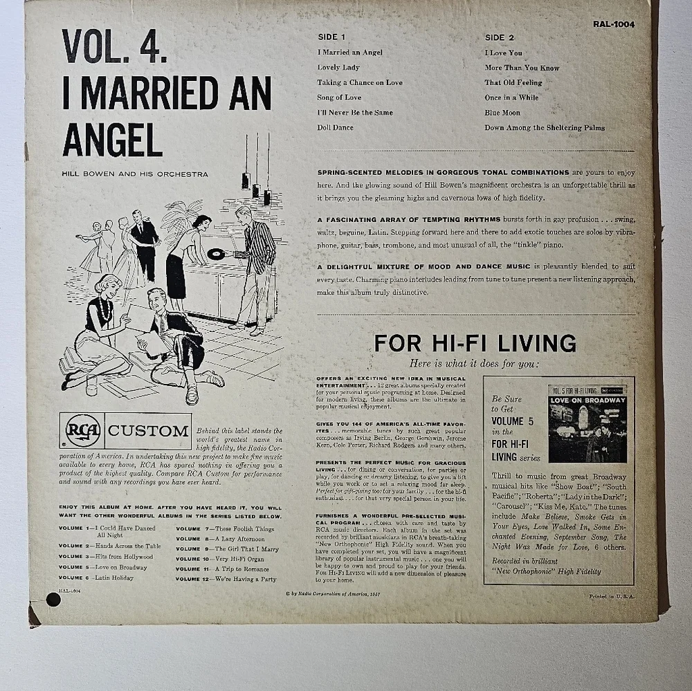 1957 Vintage Vinyl: Hill Bowen's 'I Married An Angel' - Classic Orchestra Record - Picture 4 of 4